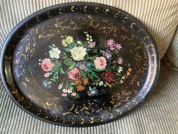 Decoratief dienblad - geschilderde tinplaat Napoleon III, Antiek en Kunst