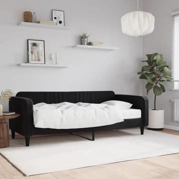 vidaXL Slaapbank met matras 90x200 cm fluweel zwart, 90 cm, Eenpersoons, Verzenden, Zwart