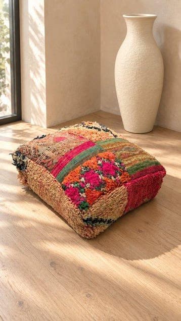 Poef - Wol - Vintage Berber-poef, Huis en Inrichting, Nieuw