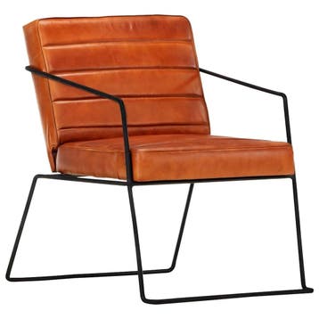 Fauteuil echt leer tan | Retourdeal 52% Korting, Minder dan 75 cm, Ophalen of Verzenden, Zo goed als nieuw, Metaal