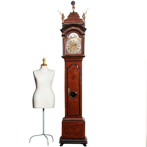 Amsterdams Staand Horloge in wortelnoten gesign Jan Gobels, Antiek en Kunst, Antiek | Meubels | Stoelen en Banken, Ophalen of Verzenden