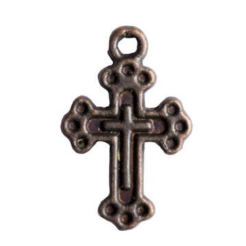 10 x metalen bedel kruisje roodkoper kleur 19 x 12,5mm oo..., Ophalen of Verzenden, Nieuw, Kraal