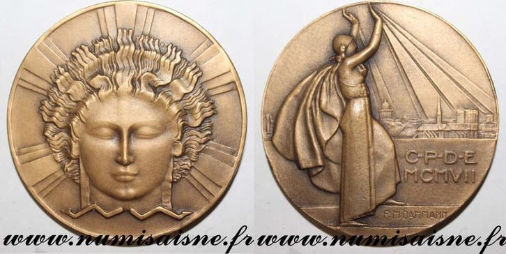 France Medaille 75 Unternehmen Fuer Stromverteilung Von P..., Postzegels en Munten, Penningen en Medailles, Verzenden