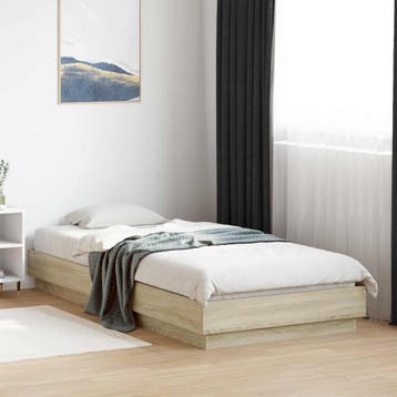 vidaXL Bed Frame met LED Sonoma Eiken 80 x 200 cm Bewerkt, Huis en Inrichting, Eenpersoons, Bruin, Verzenden, Nieuw