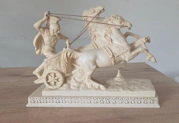 A. SANTINI - sculptuur, Char Romain (Biege de chevaux) -
