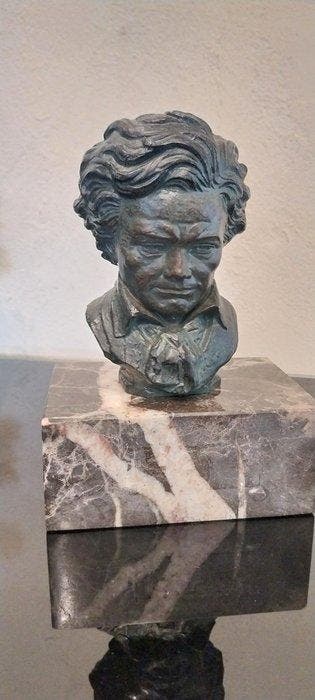 sans prix de réserve - Beeld, Beethoven - 21 cm - Marmer,, Antiek en Kunst, Antiek | Keramiek en Aardewerk