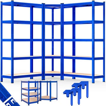 Stellingkast en hoekrekken set van 3 Blauw 875kg per stuk, Verzenden, Nieuw in verpakking