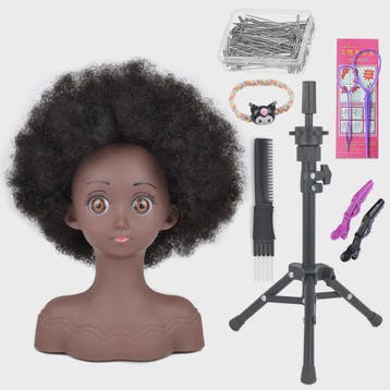 Professionele Pruikenkop met Afro Haar - Trainingshoofd voor, Verzenden