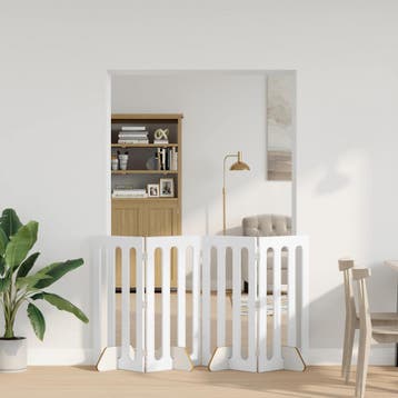 vidaXL Opvouwbaar huisdierhek 4 pcs Wit 201 x 38 x 90 cm, Dieren en Toebehoren, Honden-accessoires, Verzenden, Nieuw