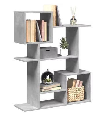 Roomdivider Boekenkast – 5 Vakken in Betonlook Hout, Huis en Inrichting, Kasten | Boekenkasten, Verzenden, Nieuw