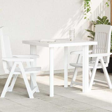 vidaXL Tuintafel 80x75x72 cm kunststof wit, Tuin en Terras, Tuintafels, Verzenden, Nieuw, Kunststof