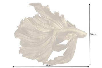 Design decoratief figuur vechtende vis CROWNTAIL 35cm goud, Ophalen of Verzenden, Nieuw