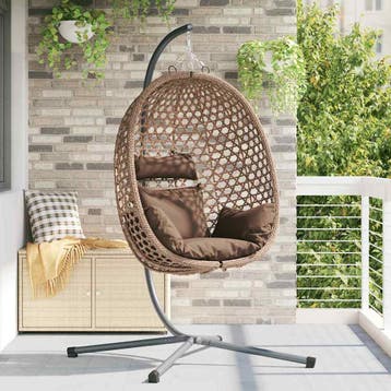 vidaXL Hangende ei-stoel poly rattan 104 x 100 x 191 cm, Verzenden, Nieuw, Rotan