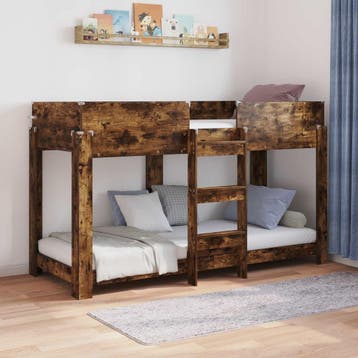 vidaXL Bunk Bed voor Kinderen Gerookt eiken 75 x 190 cm, Verzenden, Nieuw, Bruin, Hout