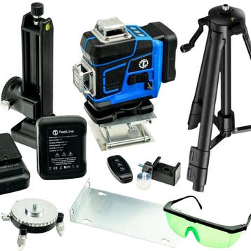 ToolLine | Kruislijnlaser met statief | 4 x 360° | 16-lijnen, Verzenden, Nieuw, Afstand