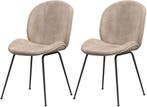 Eetkamerstoelen - Set van 2 - Fluweel - Bruin - COSTWAY, Verzenden, Zo goed als nieuw
