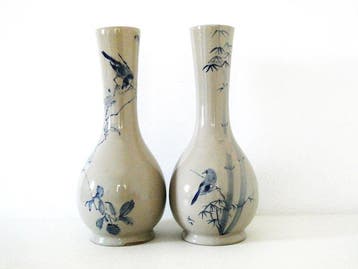 Vaas - Aardewerk - Japan - Vaas Vogel Floraal (Zonder