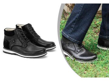Milanoro - Lederen herensneakers - Hoge steun - Zwart - Maat, Verzenden, Nieuw