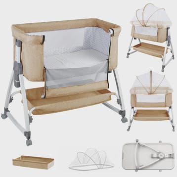 Baby Co-sleeper Wieg 2-in-1 met Wielen, 6 Hoogte-instellinge, Verzenden, Nieuw