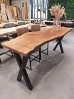 Unieke Massieve Eettafels uit Eén Stuk van Nederlandse Bomen, Ophalen of Verzenden, Nieuw, Metaal, 200 cm of meer