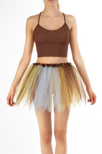 KIMU® Tutu Bruin Geel Tule Rokje M L 164 170 176 Indiaan Pet, Ophalen of Verzenden, Nieuw, Maat 38/40 (M), Carnaval