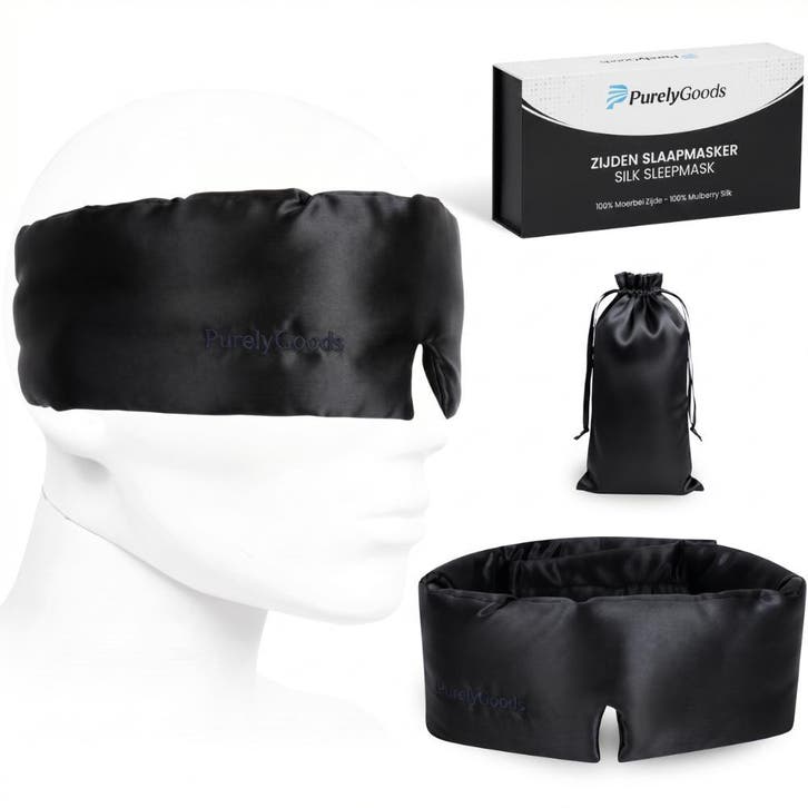PurelyGoods Zijden Slaapmasker - Zwart, Kinderen en Baby's, Dekens, Slaapzakjes en Inbakerproducten, Nieuw, Overige typen, Verzenden