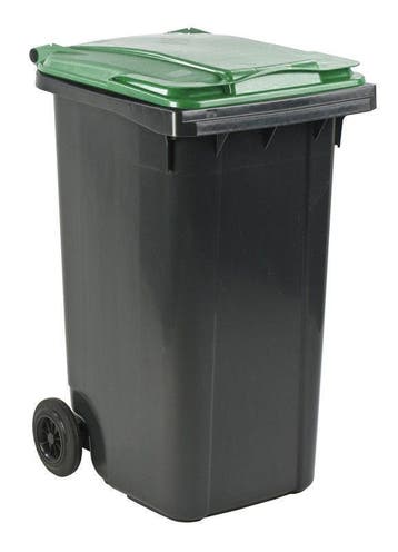 Afvalcontainer 240 liter grijs met groen deksel, Kunststof, Nieuw, 40 liter of meer, Ophalen of Verzenden