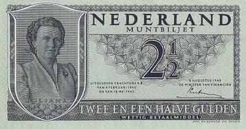 Bankbiljet Juliana 2,5 gulden 1949 UNC, Verzenden