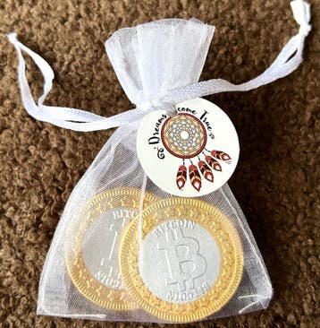 Give-away Dreams come True + kaartje + 2 chocolade bitcoins, Verzenden, Nieuw, Feestartikel, Verjaardag