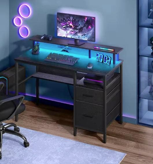 Bureau met LED, Lades en Stopcontacten – 120 cm Werkruimte, Huis en Inrichting, Bureaus, Nieuw, Verzenden