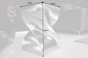Sculpturale bijzettafel TWIST 30cm zilver gepolijst, Ophalen of Verzenden, Nieuw
