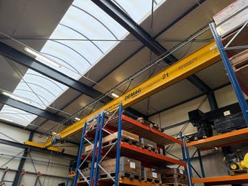 Demag enkelligger bovenloopkraan 22.550mm x 2t 001644U, Ophalen, Gebruikt