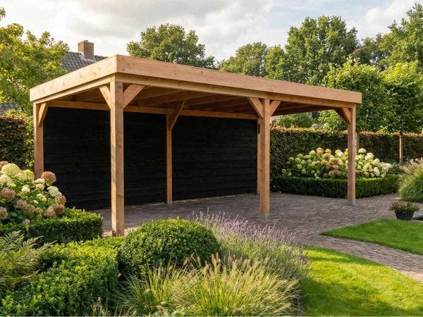 Veiling - Overkapping met achterwand 500x400cm, Tuin en Terras, Overkappingen
