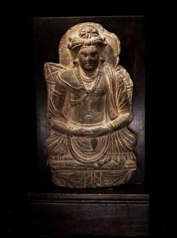 Gandhara Schist - Zittende Boeddha in meditatie - 1e/3e eeuw