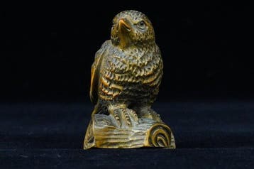 Absolute veiling - gesigneerde Shozan Sparrow Netsuke -