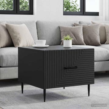 vidaXL Salontafel met lade Zwart 49 x 50 x 40 cm Bewerkt, Huis en Inrichting, Tafels | Salontafels, Verzenden, Nieuw, Overige houtsoorten