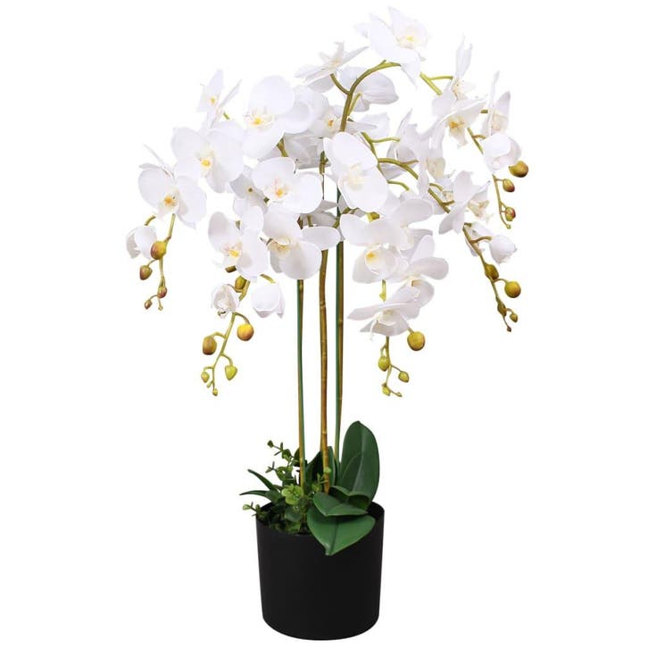 vidaXL Kunstplant met pot orchidee 75 cm wit, Huis en Inrichting, Woonaccessoires | Kunstplanten en Kunstbloemen, Nieuw, Verzenden