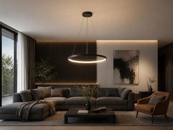 Veiling - Hanglamp Zand Zwart 60cm 28W LED CCT 3 Kleur, Huis en Inrichting, Nieuw