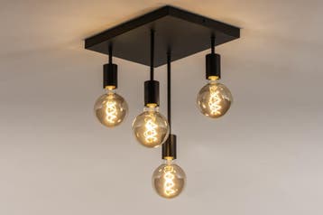 Rietveld Plafondlampen - Zwart - Metaal, Verzenden, Nieuw