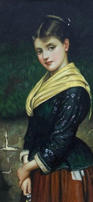 Italiaanse school (XX) - Giovane donna in costume, Antiek en Kunst, Kunst | Schilderijen | Klassiek