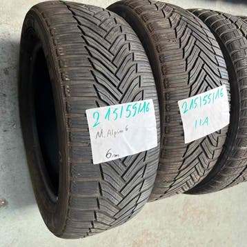 2 x Michelin Alpin 6 215-55-16 11AWinterbanden 6mm, Auto-onderdelen, 16 inch, Band(en), Personenwagen, Gebruikt