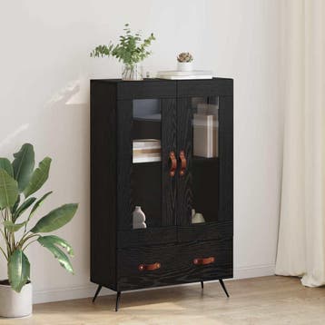 vidaXL Highboard Zwart Eiken 69,5 x 31 x 115 cm, Minder dan 50 cm, Verzenden, 100 tot 150 cm, Nieuw