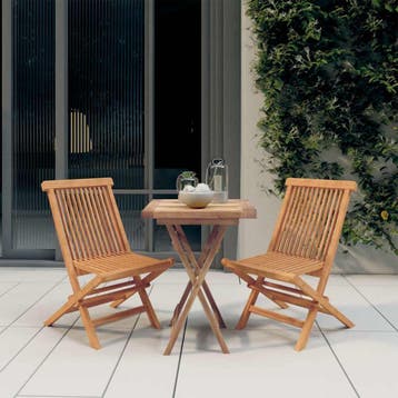 vidaXL 3-delige Tuinset massief teakhout, Tuin en Terras, Verzenden, Nieuw, Hout, Tuinset