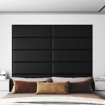 vidaXL Wandhoofdbord 12 st 90 x 30 cm Zwart Stof, Doe-het-zelf en Verbouw, Platen en Panelen, Verzenden, Nieuw
