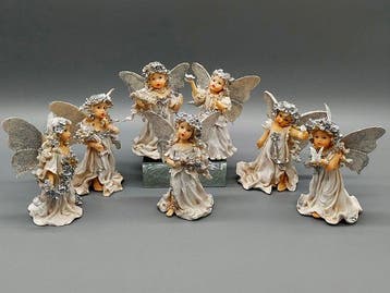 Figuur - 7 teiliges Engel-Figuren-Set mit Glitzer &