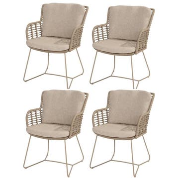 Fabrice tuinstoel latte 4 Seasons Outdoor set van 4, Ophalen of Verzenden, Nieuw