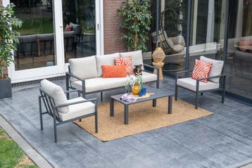 GI Springs aluminium stoel-bank loungeset - Carbon black, Verzenden, Nieuw, Overige materialen, Loungeset