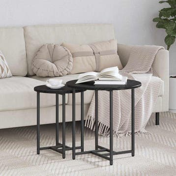 vidaXL Bijzettafelset 2 st Zwart Eiken 50 x 50 x 50 cm, Verzenden, Nieuw, 45 tot 60 cm