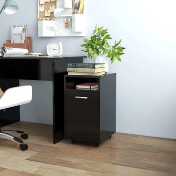 vidaXL Bijzetkast met wielen 33x38x60 cm bewerkt hout zwart, Huis en Inrichting, Kasten | Overige, Verzenden, Nieuw