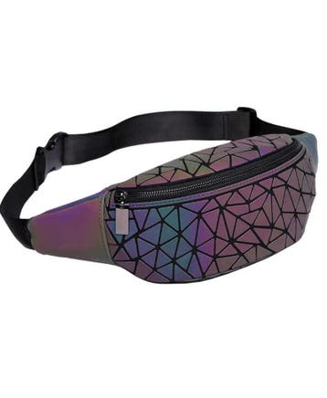 KIMU® Reflecterende Heuptas Geometrische Lijnen Fanny Pack T, Ophalen of Verzenden, Nieuw, Overige kleuren, Overige typen